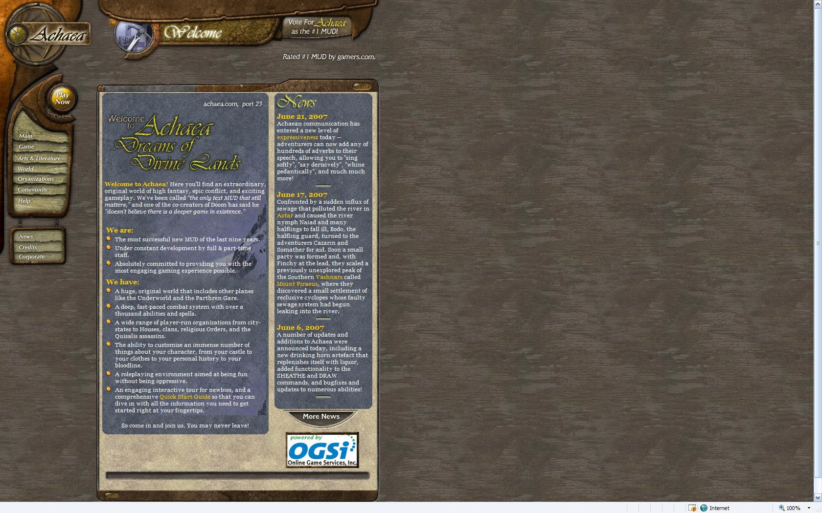 Achaea The world's leading MUD and Text-Based RPG Game
