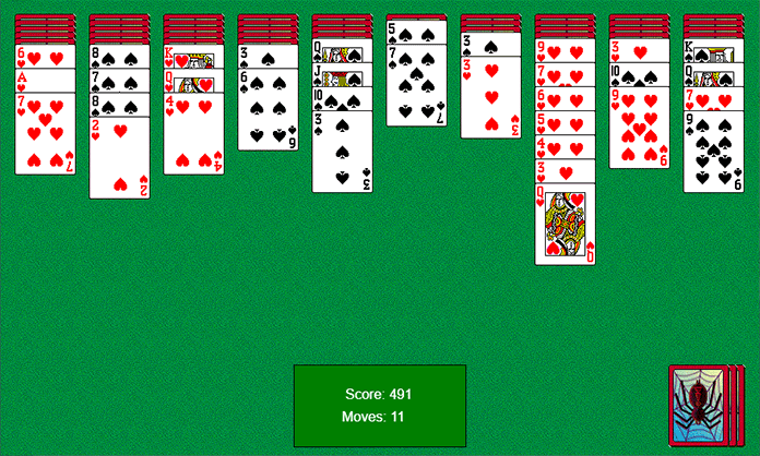 Play the classic card game Spider Solitaire online and for free